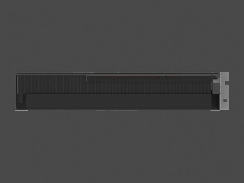 Lower edge with the PCIe connector of our approximate 3D model of the Zotac GeForce RTX 5060 Ti 16GB Twin Edge OC (render of our approximate model, not a product photograph)